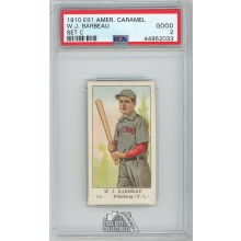 W.J. Barbeau 1910 American Caramel Co. E91 Set C Baseball Card PSA 2 Good