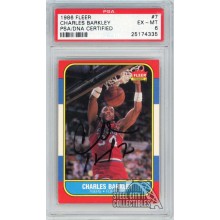 Charles Barkley 1986-87 Fleer Basketball Autograph Rookie Card #7 PSA/DNA PSA 6