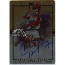 Charles Barkley 2018-19 Panini Impeccable Stainless Stars Gold Autograph Card #SA-CBK 9/10