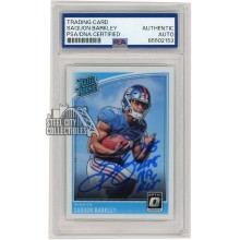 Saquon Barkley 2018 Panini Donruss Optic Rated Rookie Autograph 2018 NFL ROY Card #156 PSA/DNA