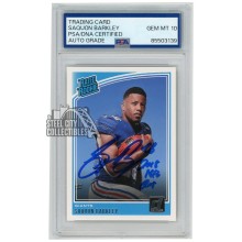 Saquon Barkley 2018 Panini Donruss Rated Rookie Autograph 2018 NFL ROY Card #306 PSA/DNA 10