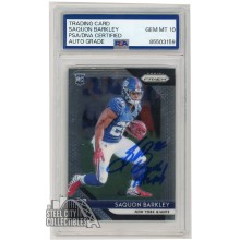 Saquon Barkley 2018 Panini Prizm Rookie Autograph 2018 NFL ROY Card #202 PSA/DNA 10