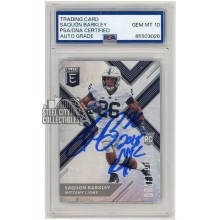 Saquon Barkley 2018 Panini Elite Draft Picks Rookie Autograph 2018 NFL ROY Card #105 PSA/DNA 10