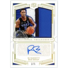 RJ Barrett 2020-21 Panini National Treasures Collegiate Silhouette Patch Autograph Card #LSS-RJ 3/5