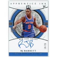 RJ Barrett 2019-20 Panini National Treasures Apprentice Ink Rookie Autograph Card #AI-RJB 19/25 (White Corners)