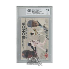 Barry Bonds Autographed 2002 Fleer 4x MVP Jumbo Card /2001 - BCCG 10 (Cracked Case)