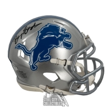 Barry Sanders Autographed Detroit Lions Speed Mini Football Helmet - JSA