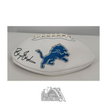 Barry Sanders Autographed Detroit Lions White Logo Football - JSA (Broken Airhole)