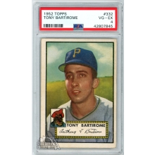 Tony Bartirome 1952 Topps Baseball Rookie Card #332 PSA 4 VG-EX