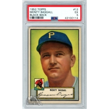 Monty Basgall 1952 Topps Baseball Black Back Card #12 PSA 5 EX