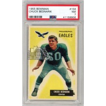 Chuck Bednarik 1955 Bowman Football Card #158 PSA 7