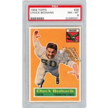 Chuck Bednarik 1956 Topps Football Card #28 PSA 8 (251)