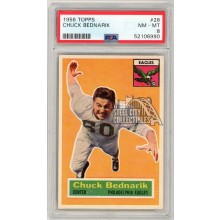 Chuck Bednarik 1956 Topps Football Card #28 PSA 8 (990)