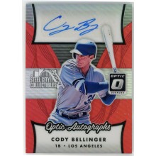 Cody Bellinger 2017 Panini Donruss Optic Autographs Red Prizm Rookie Card #OA-CB 20/25
