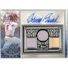 Johnny Bench 2021 Topps Sterling Seasons Relic Autograph Card #SSAR-JBE 9/10