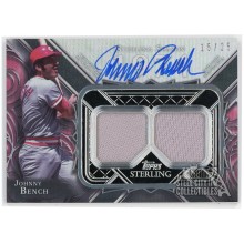 Johnny Bench 2022 Topps Sterling Seasons Dual Patch Auto Card #SSAR-JBE 15/25