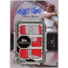 Johnny Bench 2022 Topps Sterling Game-Used Patch Autograph Card #SWAR-JBE 1/1