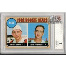 Johnny Bench & Ron Tompkins 1968 Topps Rookie Stars Card #247 BVG 7 NM  (847)