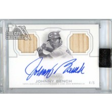 Johnny Bench 2020 Topps Dynasty Dual Bat Relic Autograph Card #ADR-JB 4/5