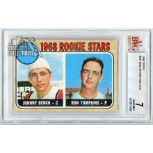 Johnny Bench & Ron Tompkins 1968 Topps Rookie Stars Card #247 BVG 7 NM (859)