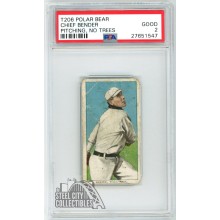 Chief Bender 1909-11 T206 Polar Bear Pitching, No Trees Card PSA 2 Good