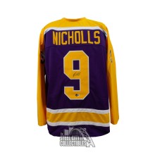Bernie Nicholls Autographed Los Angeles Custom Purple Hockey Jersey - BAS