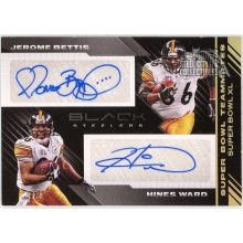 Jerome Bettis Hines Ward 2020 Panini Black Super Bowl Dual Autograph Card #SBD-XL 1/5