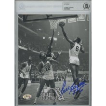 Bill Russell Autographed 8x10 Photo Boston Layup Shot W/ #6 Inscription (Blue Ink)- BAS