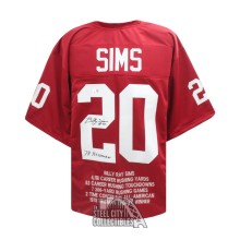 Billy Sims 78 Heisman Autographed Oklahoma Stats Custom Maroon Football Jersey - BAS