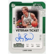 Larry Bird 2021-22 Panini Contenders Veteran Ticket Stub Auto Card #VT-LBD 30/33