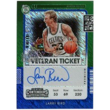 Larry Bird 2021-22 Contenders Veteran Ticket Green Blue Shimmer Auto 10/10