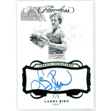 Larry Bird 2019-20 Panini Flawless Collegiate Greats Emerald Autograph Card #18 3/5