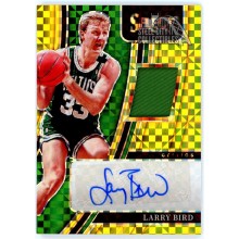 Larry Bird 2021-22 Panini Select Gold Prizm Patch Autograph Card #AM-LBD 01/10