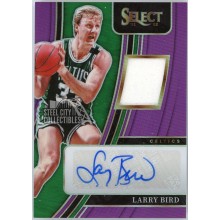 Larry Bird 2021-22 Panini Select Purple Jersey Autograph Card #AM-LBD 27/49