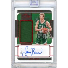 Larry Bird 2021-22 Panini One and One Red Patch Autograph Card #JA-LBD 10/25