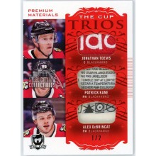 Jonathan Toews Patrick Kane Alex DeBrincat 2018-19 Upper Deck The Cup Trios Tag Patch Card #C3-CBH 1/2