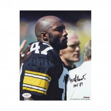 Mel Blount Autographed HOF Pittsburgh Steelers 8x10 Black (Black Standing) - JSA COA