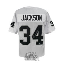Bo Jackson Autographed Oakland White Custom Football Jersey - BAS (Black #)