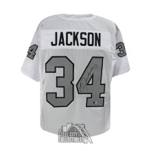 Bo Jackson Autographed Oakland Custom White Football Jersey - BAS (Silver #)