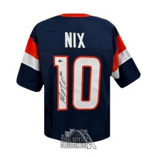 Bo Nix Autographed Denver Custom Navy Football Jersey - BAS