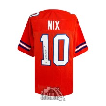 Bo Nix Autographed Denver Custom Orange Football Jersey - BAS (Thin Stripes)