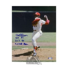 Bob Gibson Autographed St. Louis Cardinals Pitching W/ 3 Inscriptions Blue Ink 11x14 Photo - PSA/DNA AJ35563