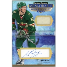 Matt Boldy 2022-23 Parkhurst Champions Rookie Patch Autograph Booklet Card #MBRA-BO 10/25