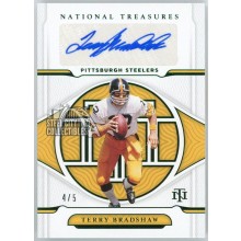 Terry Bradshaw 2021 Panini National Treasures Emerald Autograph Card #S-TEB 4/5