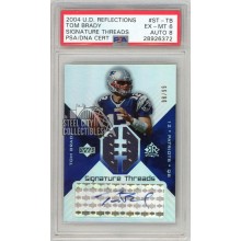 Tom Brady 2004 Upper Deck Reflections Signature Threads Jersey Autograph Card #ST-TB 98/99 PSA 6 AUTO 8