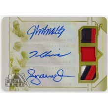 John Smoltz Tom Glavine Andruw Jones 2021 Topps Triple Threads Patch Autograph Printing Plate Card #ARC-SGJ 1/1