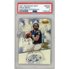 Drew Brees 2001 Bowman's Best Rookie Autograph Card #BB-DBR PSA 9