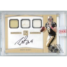 Drew Brees 2017 Panini Pantheon Triple Patch Autograph Card #ST-DB 3/5