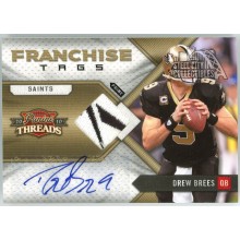 Drew Brees 2010 Panini Threads Franchise Tags Reebok Logo Patch Autograph Card #4 1/1