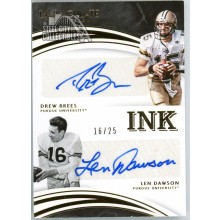 Drew Brees Len Dawson 2016 Panini Immaculate Collegiate Dual Autograph Card #8 16/25